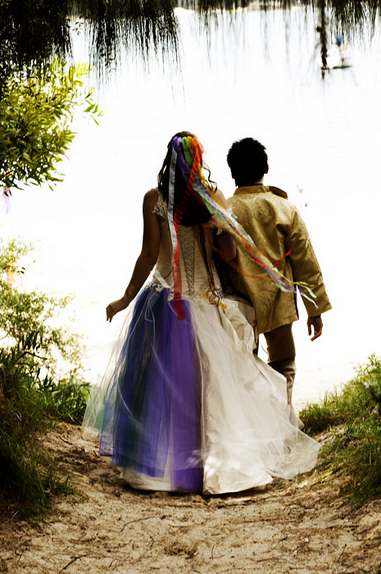 rainbow wedding dress offbeat bride 3