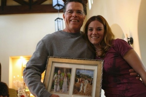 dad and megan with framed photo