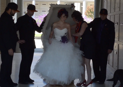 bride walk to coffin altar