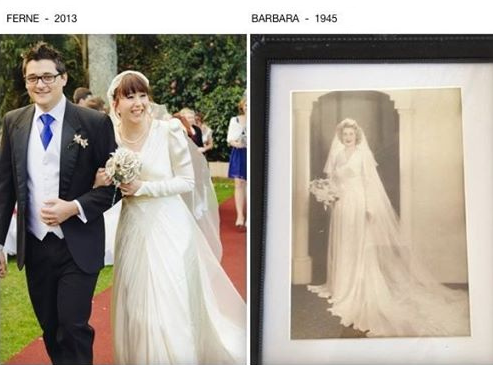 vintage dress - Ferne & Ben's geeky science fiction wedding vintage-dress