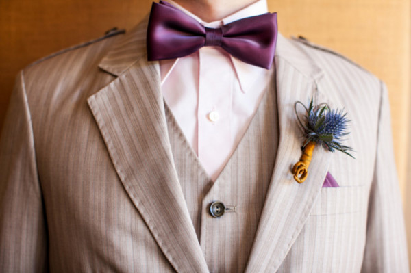 bowtie at wedding - A costume wedding with winged shoes, fist bumps, and an Indiana Jones groom bowtie at wedding