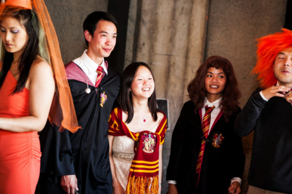 harry potter guests - A costume wedding with winged shoes, fist bumps, and an Indiana Jones groom harry potter guests