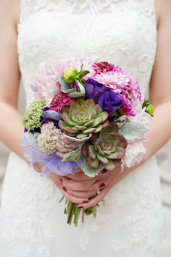 pink purple bridal bouquet