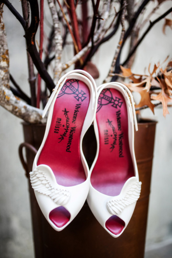 white winged wedding shoes - A costume wedding with winged shoes, fist bumps, and an Indiana Jones groom white winged wedding shoes