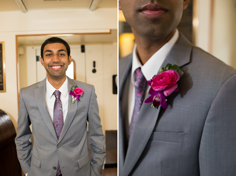 groom pink flowers
