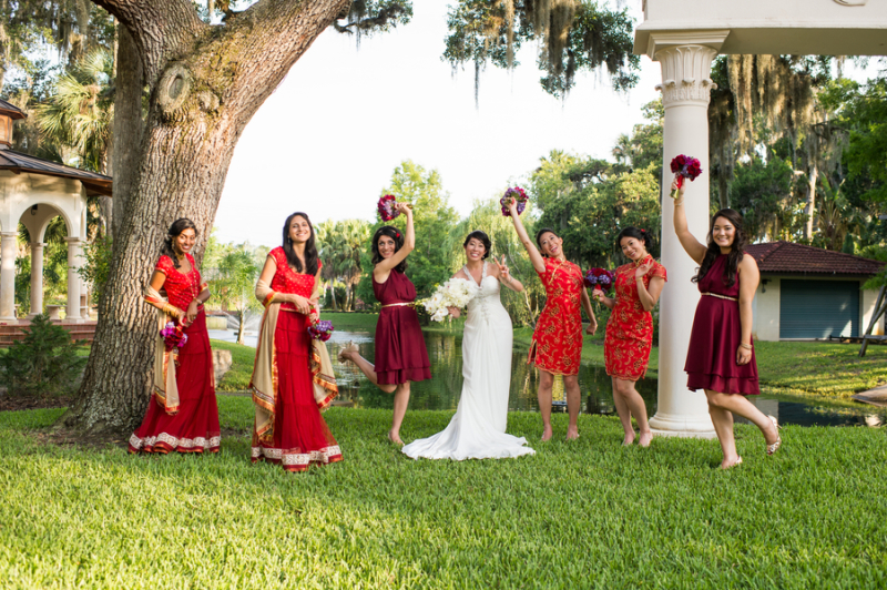 red bridesmaids dresses