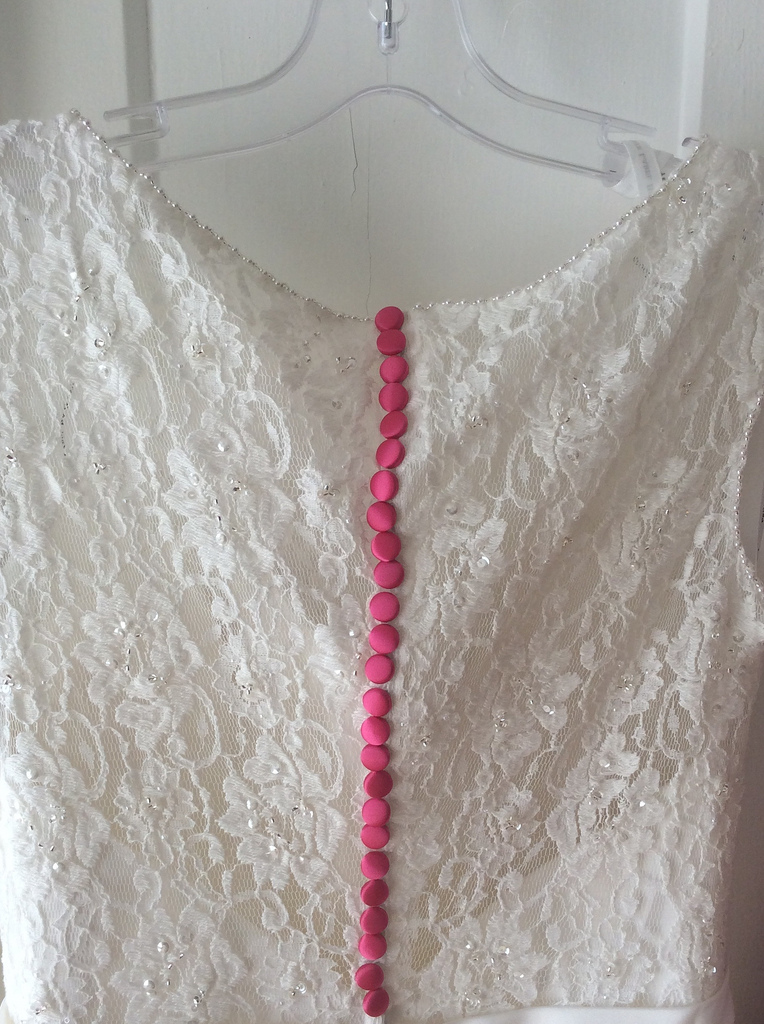 Add colored buttons to your white dress • Offbeat Wed (was Offbeat Bride)