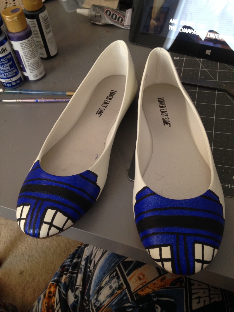 DIY painted TARDIS shoes 5