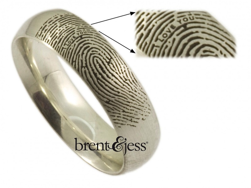 Secret Message Fingerprint Ring in sterling silver