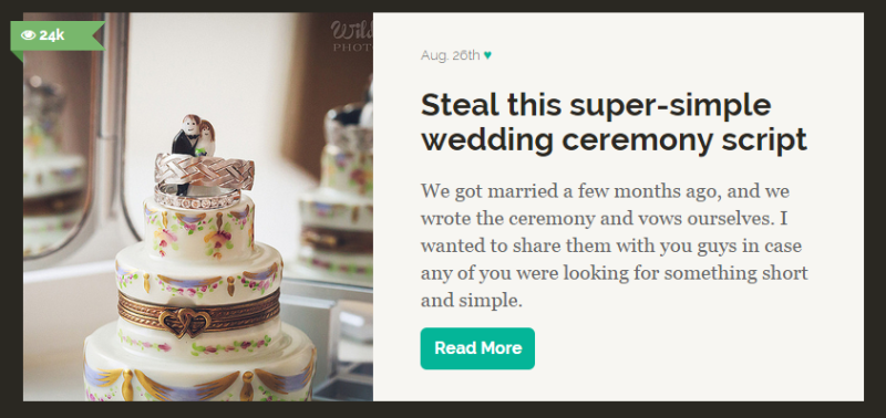 wedding cereony script on offbeatbride