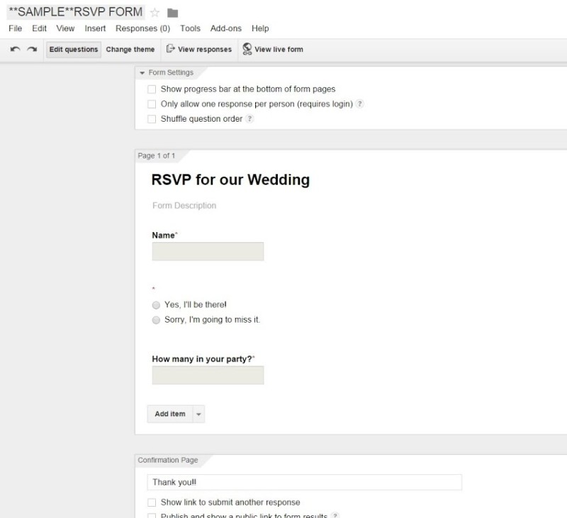 How to use Google Docs to create an online wedding RSVP