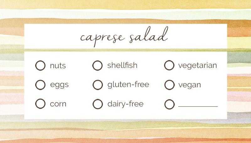 Wedding buffet dietary card printable from @offbeatbride