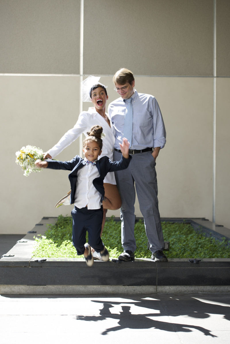 Cutest little female ring bearer in a suit on @offbeatbride