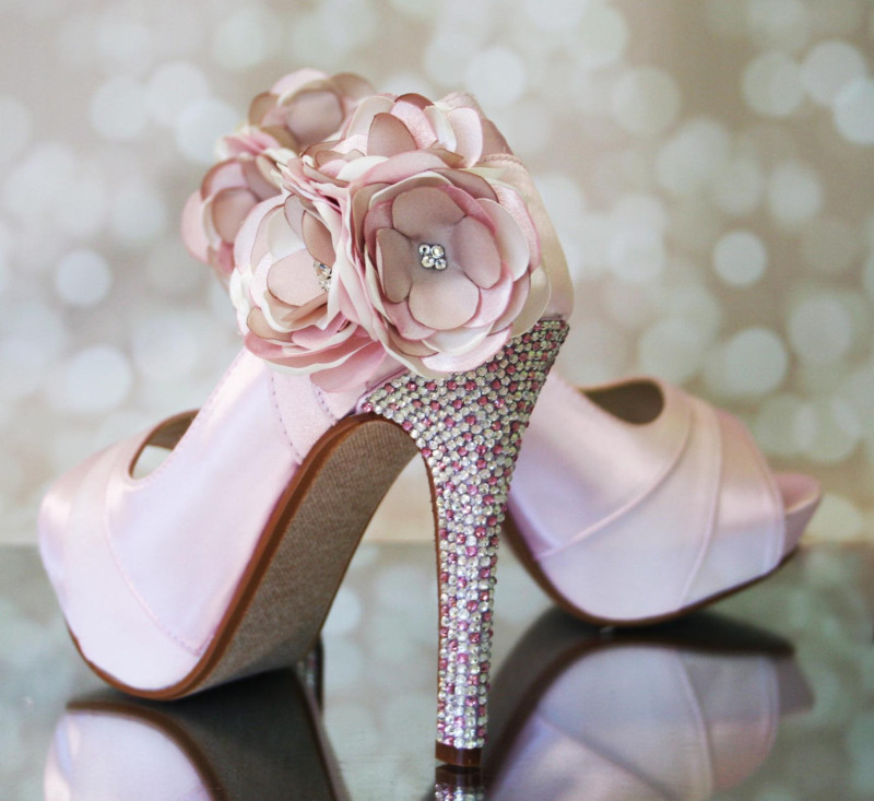 Pink sparkly wedding store shoes