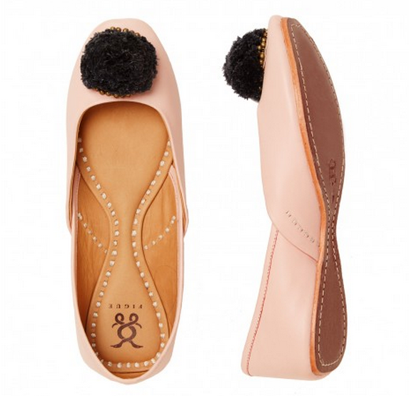 Flat shoes store with pom poms