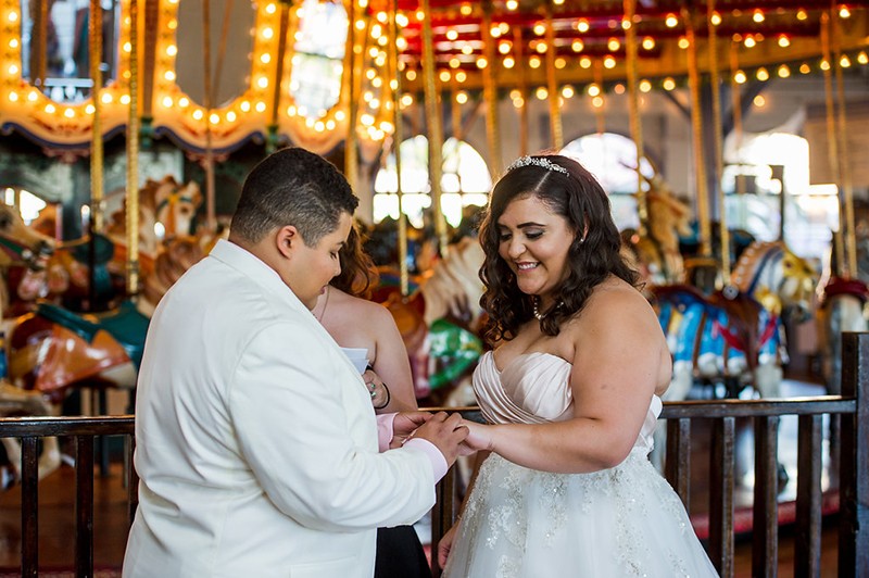 Genderqueer, sweets-loving, carousel wedding as seen on @offbeatbride