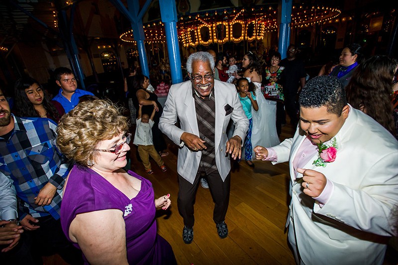 Genderqueer, sweets-loving, carousel wedding as seen on @offbeatbride