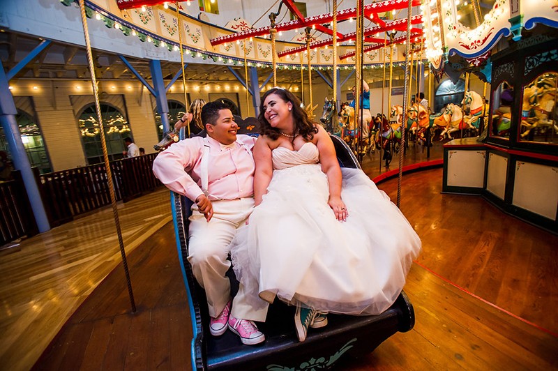 Genderqueer, sweets-loving, carousel wedding as seen on @offbeatbride