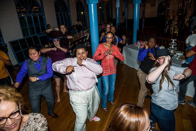 Genderqueer, sweets-loving, carousel wedding as seen on @offbeatbride