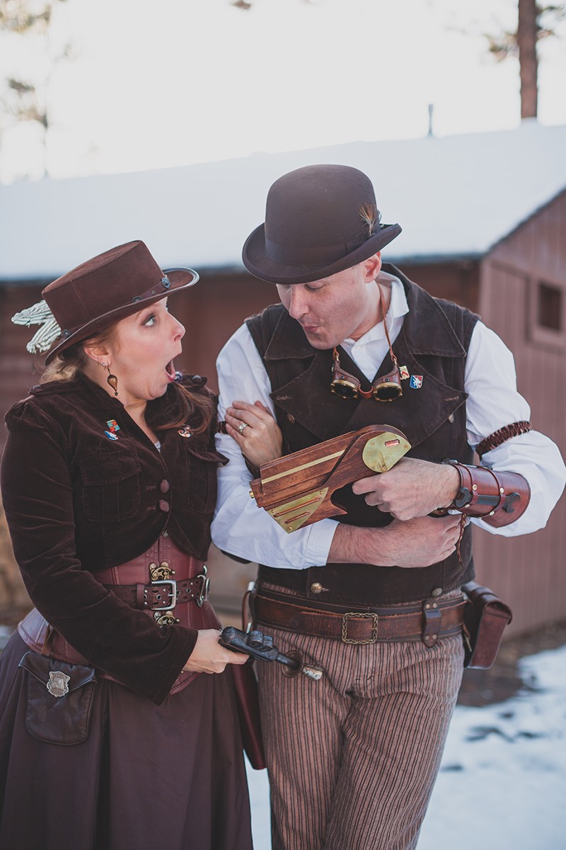 Steampunk engagement shoot as seen on @offbeatbride