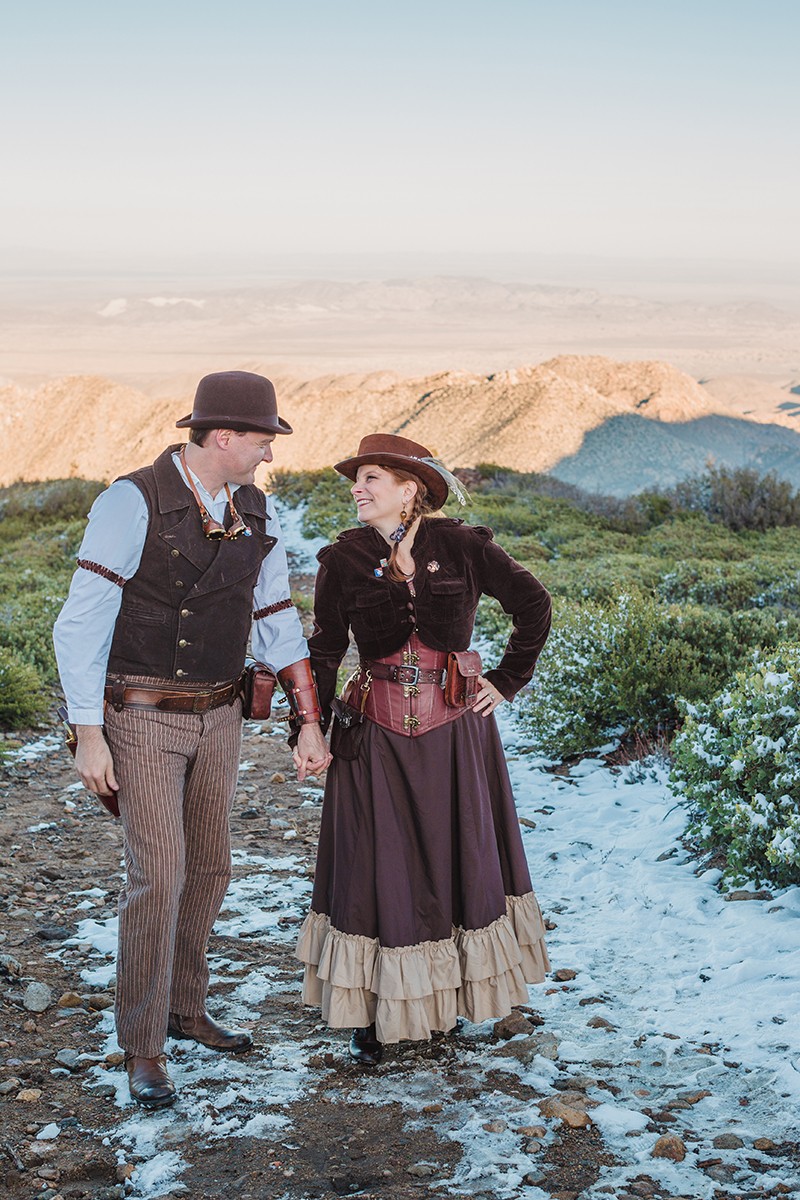 Steampunk engagement shoot as seen on @offbeatbride
