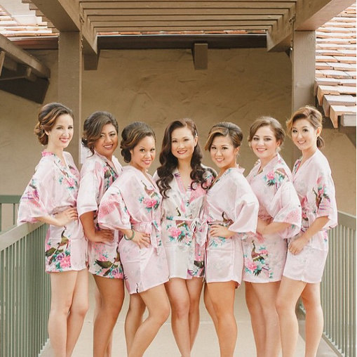 Bridesmaid robe sets as seen on @offbeatbride #wedding #bridesmaids #robes #kimonos