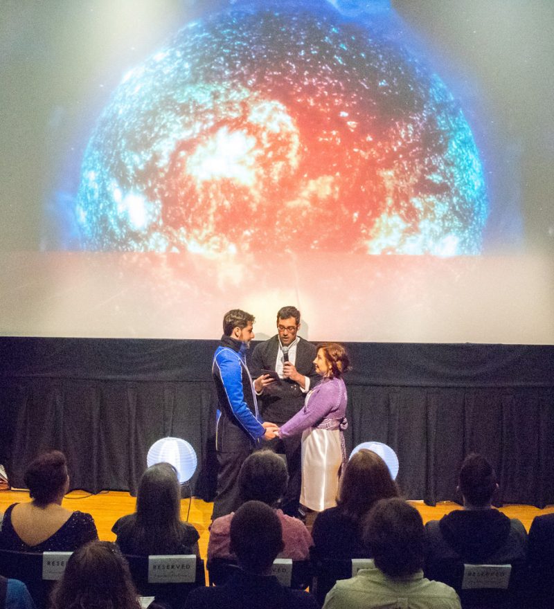 Mass Effect meets Star Trek at this theatrical science wedding as seen on @offbeatbride
