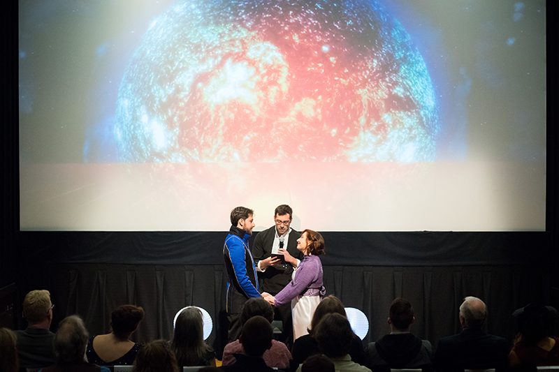 Mass Effect meets Star Trek at this theatrical science wedding as seen on @offbeatbride