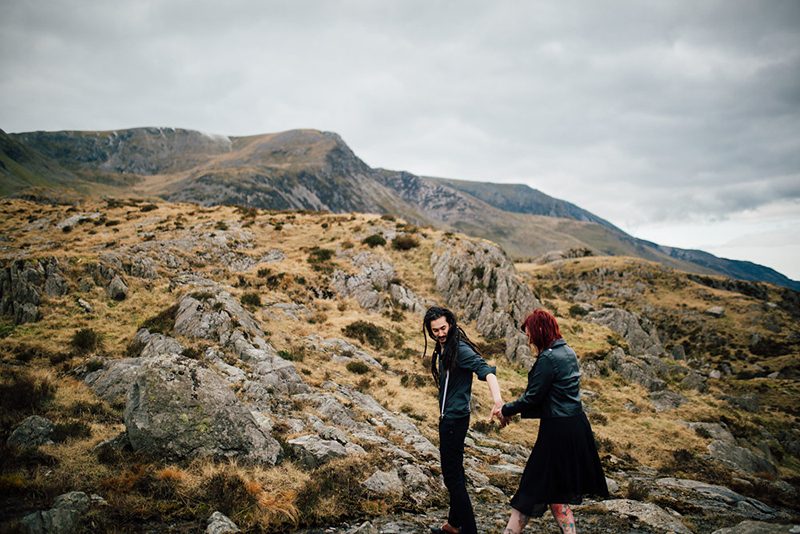 Topless engagement shoot on a cold mountain in Wales as seen on @offbeatbride