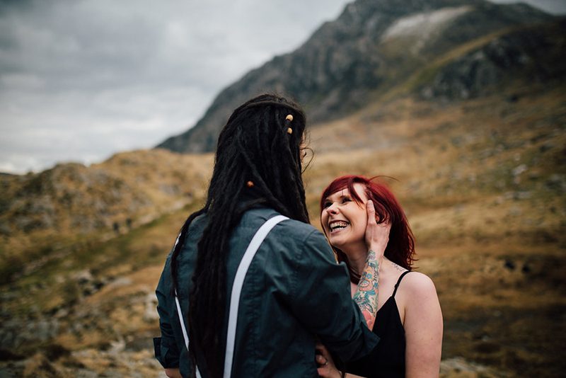 Topless engagement shoot on a cold mountain in Wales as seen on @offbeatbride