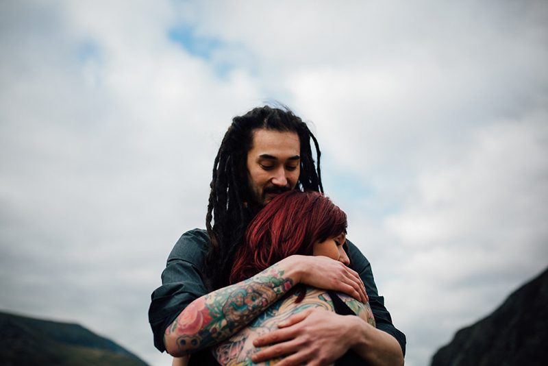 Topless engagement shoot on a cold mountain in Wales as seen on @offbeatbride