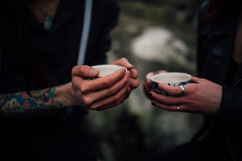 Topless engagement photos on a cold mountain in Wales as seen on @offbeatbride