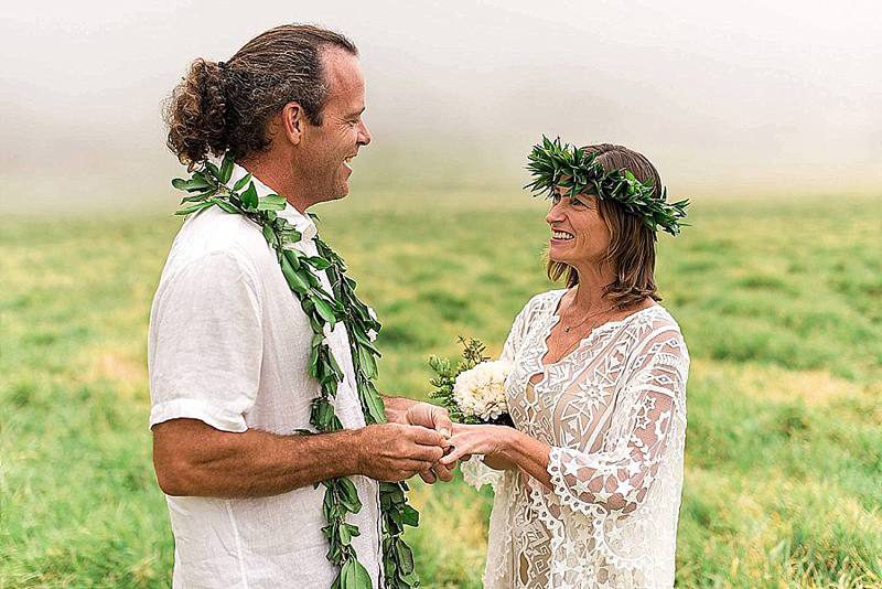 A Maui elopement with a volcano backdrop as seen on @offbeatbride