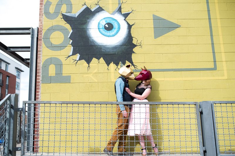 Bear + fox mask engagement session