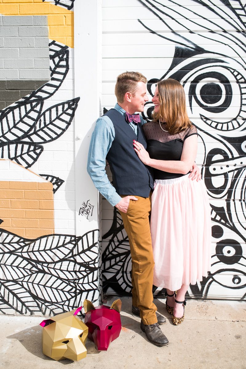 Animal mask engagement session