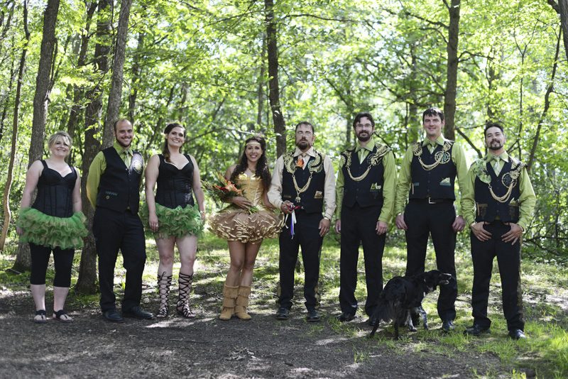 Don't miss the gold tutu dress at this forest festival wedding 