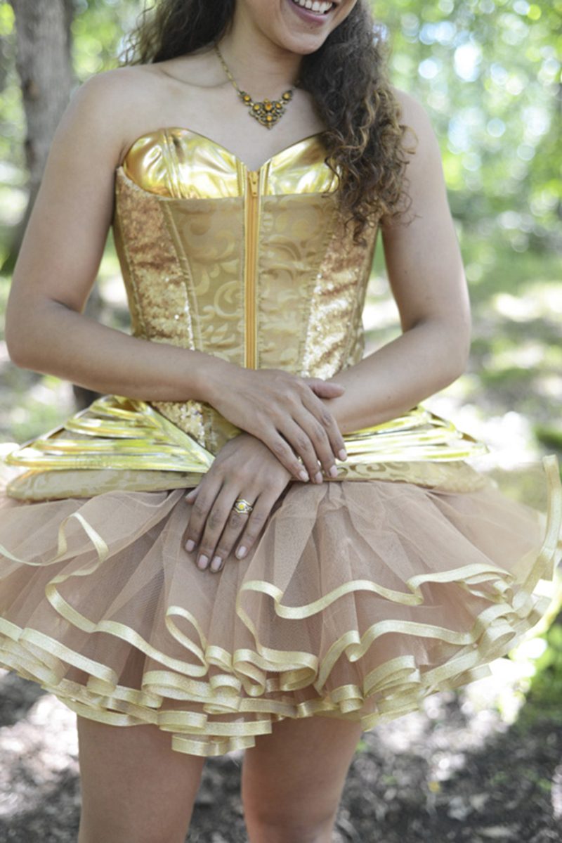 Don't miss the gold tutu dress at this forest festival wedding 