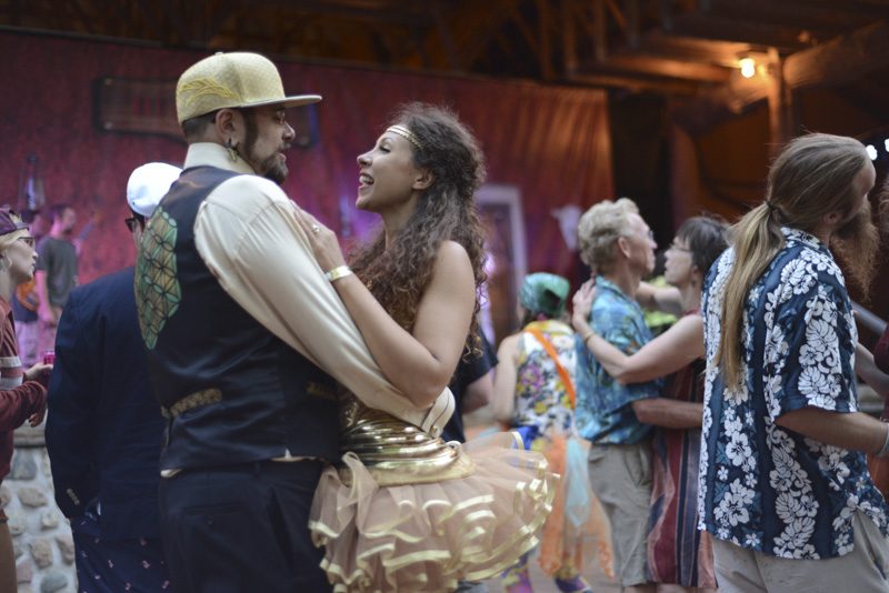 Don't miss the gold tutu dress at this festival wedding 