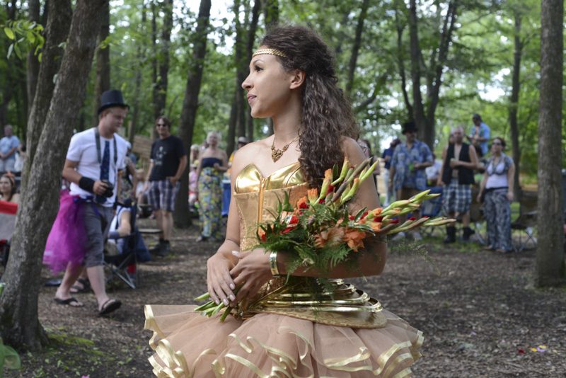 Don't miss the gold tutu dress at this festival wedding 
