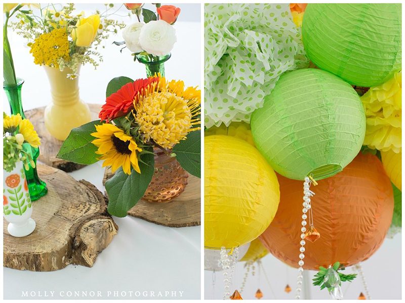 Rain falls like love at this "mutual weirdness" bright colored wedding