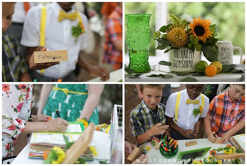 Rain falls like love at this "mutual weirdness" bright colored wedding
