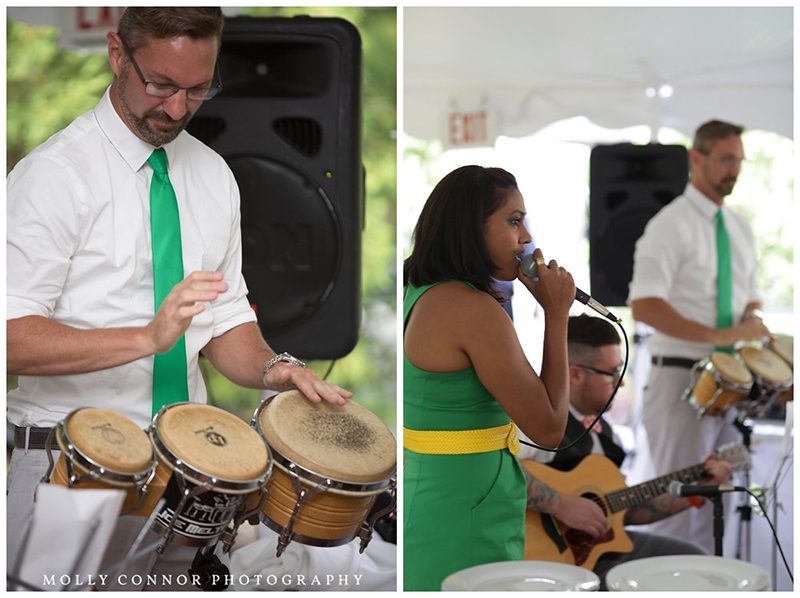 Rain falls like love at this "mutual weirdness" bright colored wedding