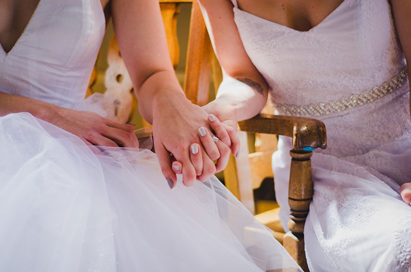 Trapeze, tulle, and two ladies at a gorgeous Seattle wedding