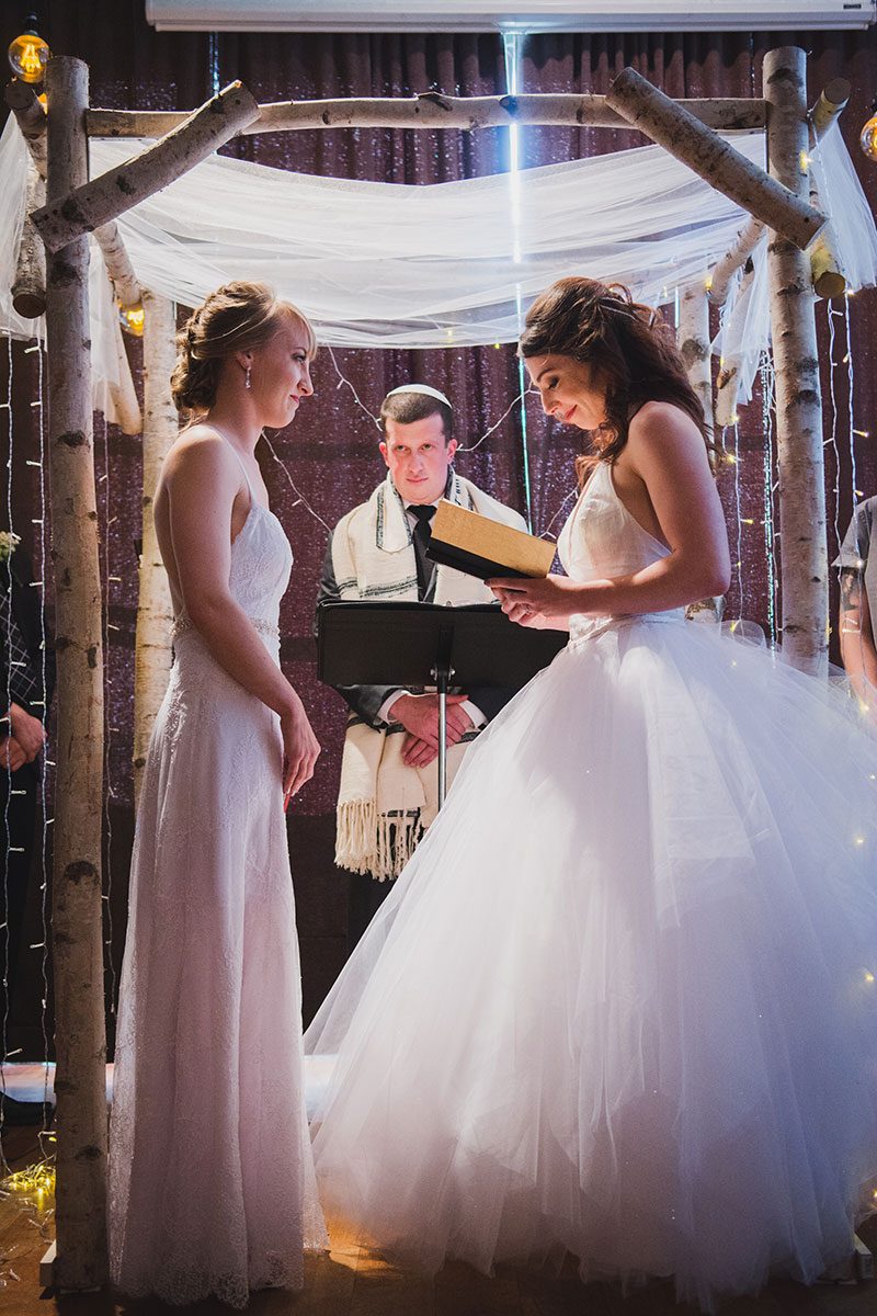 Trapeze, tulle, and two ladies at a gorgeous Seattle wedding