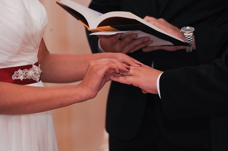 Pops of red and yellow everywhere at this magical wedding with wands and potions