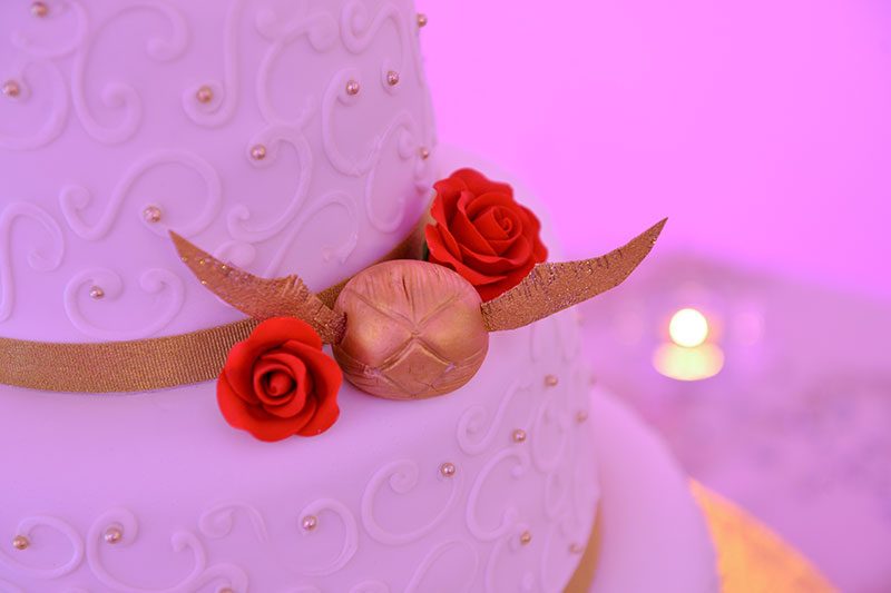 Pops of red and yellow everywhere at this magical Hogwarts wedding with wands and potions