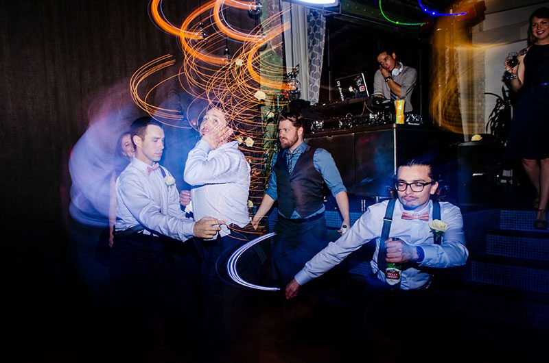 Epic battles and rainbow bubbles at this space wedding