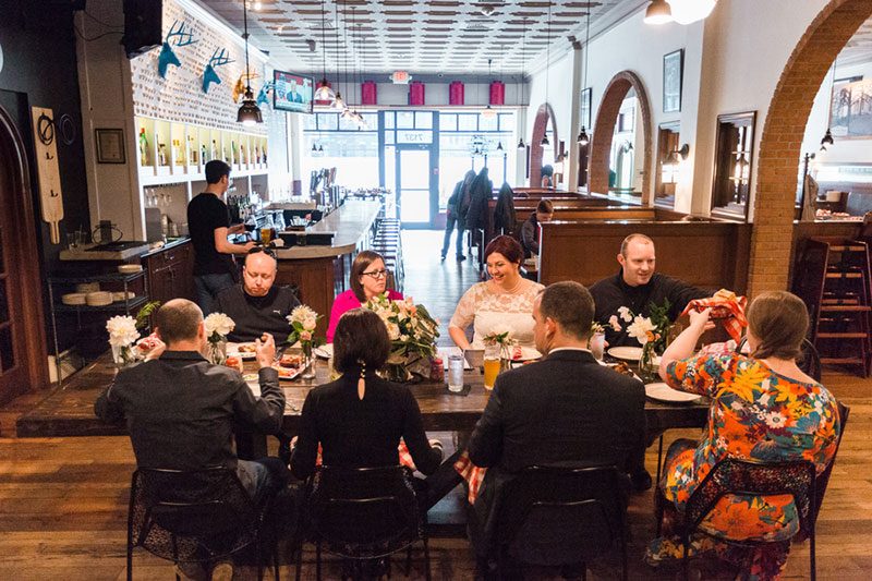 Reception -  An April Fool's Day surprise pizza parlor wedding