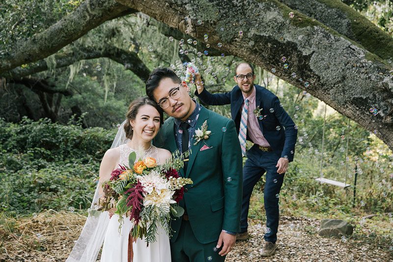 Even wildfires couldn't ruin this redwoods wedding (with the best "cake cutting" EVER!)