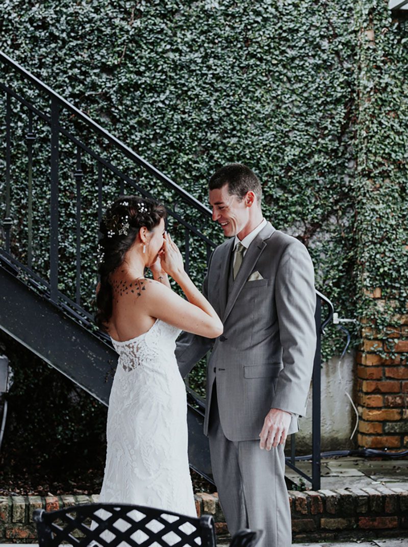 Pine cones, flowery hair, and forest chic combine at this rustic mountain wedding
